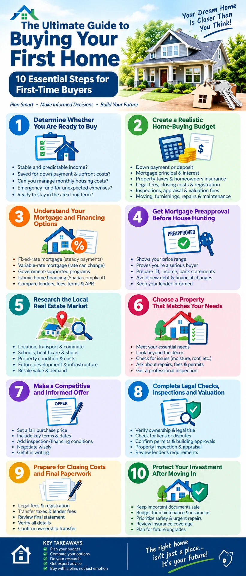 The Ultimate Guide to Buying Your First Home: 10 essential steps for first-time buyers, from budgeting to closing and moving in.