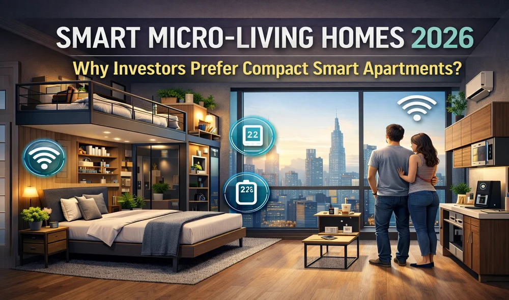 Smart micro-living home 2026 with compact design, smart automation, and eco-friendly materials